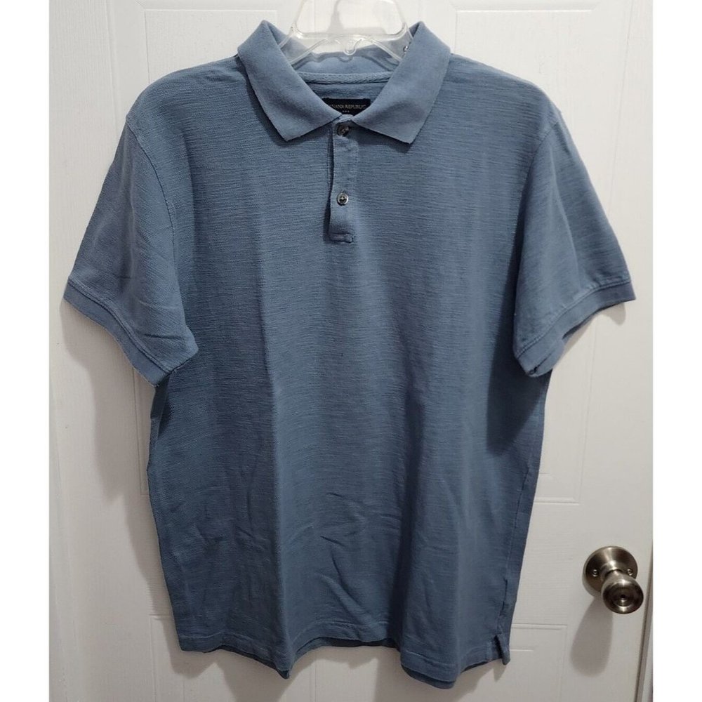Banana Republic Short Sleeve Polo Shirt Men's Size Large 100% Cotton Blue